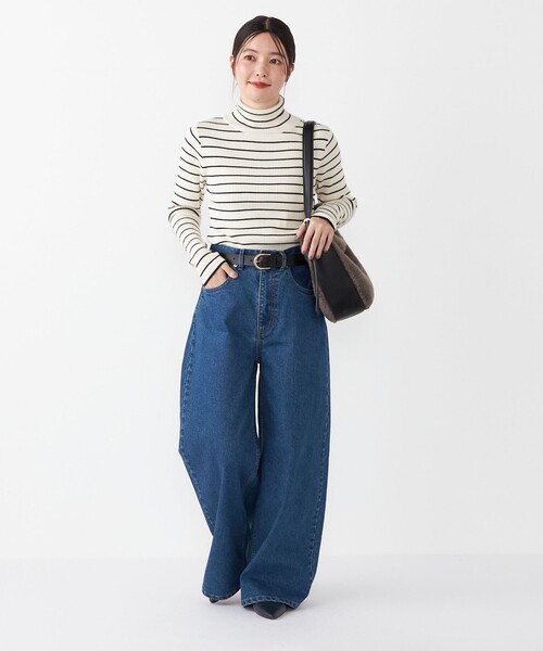 SHIPS Colors（シップス カラーズ）の「SHIPS Colors:〈手洗い可能〉ボーダー リブ タートルネック ニット◇（ニット/セーター・レディース・ブラウン/グレー/オフホワイト・ONE SIZE）」の17枚目の写真