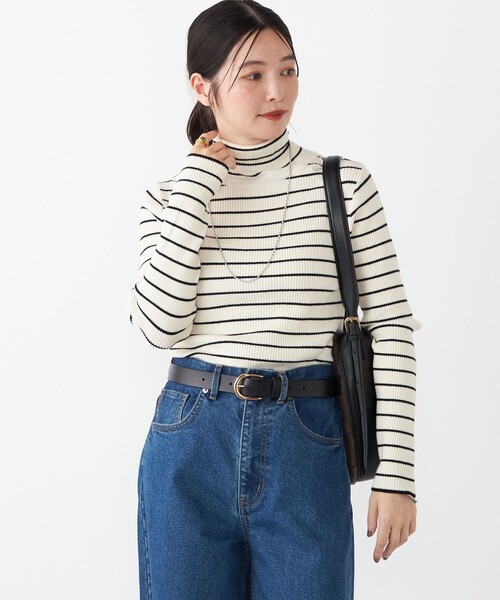 SHIPS Colors（シップス カラーズ）の「SHIPS Colors:〈手洗い可能〉ボーダー リブ タートルネック ニット◇（ニット/セーター・レディース・ブラウン/グレー/オフホワイト・ONE SIZE）」の22枚目の写真