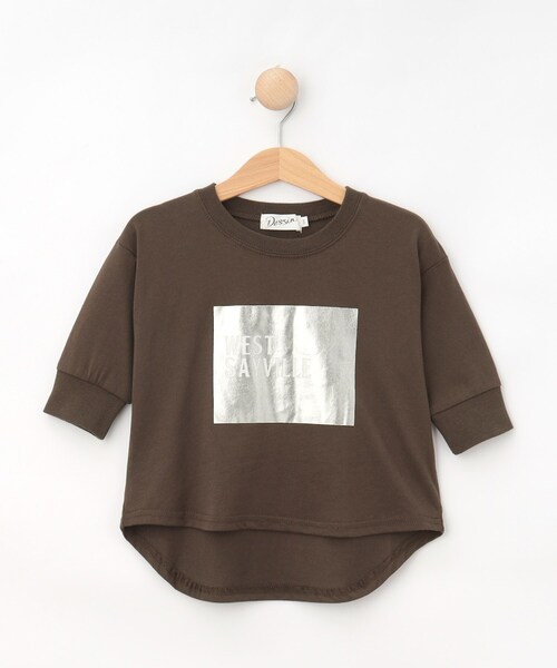 Dessin(デッサン)の「【リンクコーデ/洗える】箔プリント7分袖Tシャツ(Tシャツ/カットソー・キッズ・ピンク/ホワイト系/ブラウン系その他・10/11/12/13/14)」の2枚目の写真