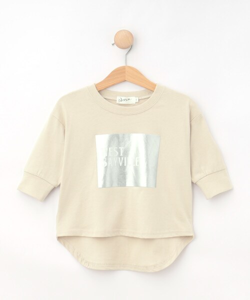 Dessin(デッサン)の「【リンクコーデ/洗える】箔プリント7分袖Tシャツ(Tシャツ/カットソー・キッズ・ピンク/ホワイト系/ブラウン系その他・10/11/12/13/14)」の3枚目の写真