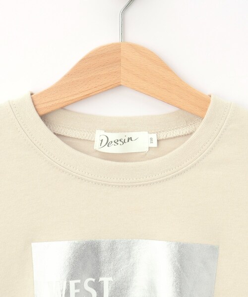 Dessin(デッサン)の「【リンクコーデ/洗える】箔プリント7分袖Tシャツ(Tシャツ/カットソー・キッズ・ピンク/ホワイト系/ブラウン系その他・10/11/12/13/14)」の6枚目の写真