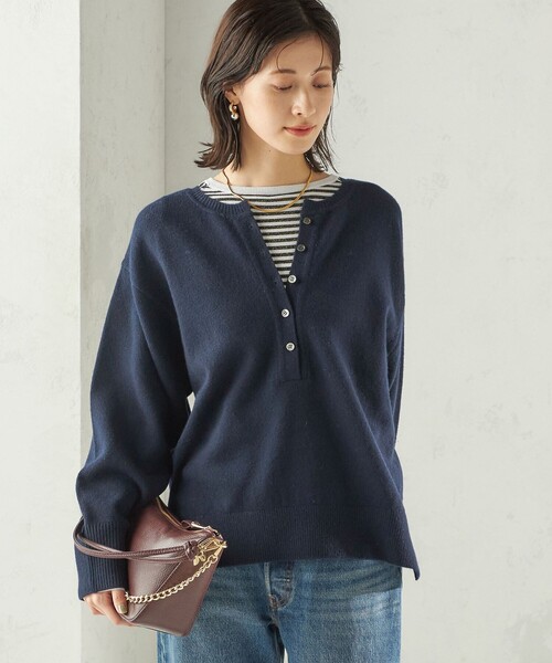 手洗い可能〉ウール カシミヤ 2WAY プルオーバー(ニット/セーター 手洗い可能〉ウール カシミヤ 2WAY プルオーバー(ニット/セーター
