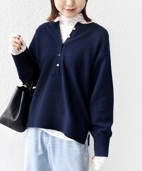 SHIPS（シップス）の「〈手洗い可能〉ウール カシミヤ 2WAY プルオーバー（ニット/セーター・レディース・ネイビー/ライトグレー/ピンク/レッド/ブラック/オフホワイト/トップグレー/ピンク系その他・ONE SIZE）」の12枚目の写真