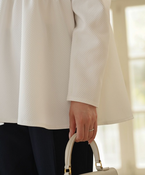 襟付き ジャガード ペプラム ブラウス HUIT（シャツ/ブラウス）｜HUIT