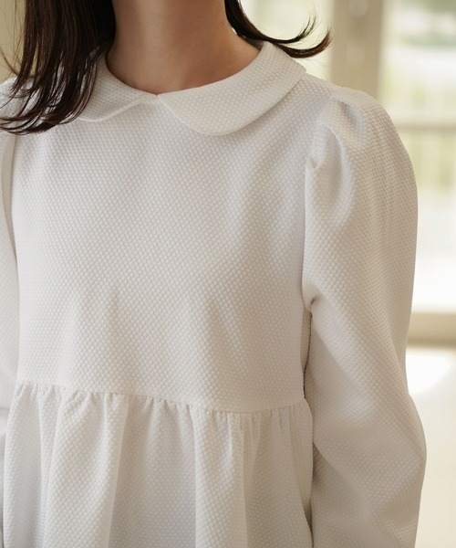 襟付き ジャガード ペプラム ブラウス HUIT（シャツ/ブラウス）｜HUIT