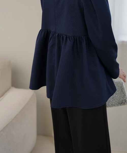 襟付き ジャガード ペプラム ブラウス HUIT（シャツ/ブラウス）｜HUIT