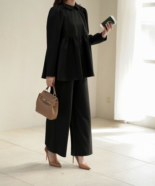 襟付き ジャガード ペプラム ブラウス HUIT（シャツ/ブラウス）｜HUIT