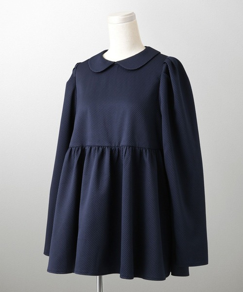 【未使用】HUIT 襟付き ジャガード ペプラム ブラウス HUIT bouquet（ユイット ブーケ） ブラウス シャツ 襟付き ジャガード