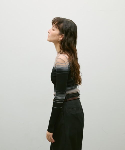 アパルトモン購入 Border Sheer Knit シアーボーダーニット ONCILY（オンシェリー）の「BORDER MESH SHEER KNIT / ボーダー