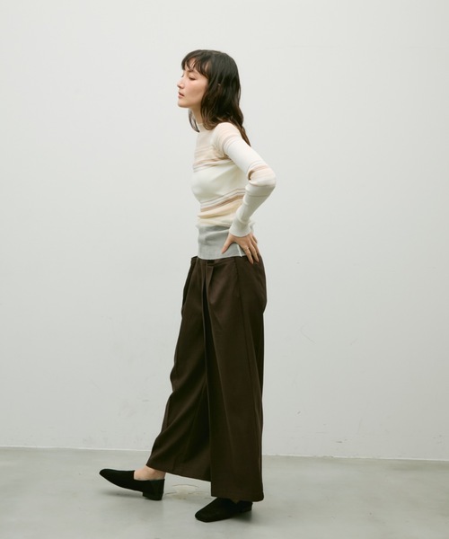 Lutim by u(ルチバイユー)の「Multi border sheer rib knit / マルチボーダーシアーリブニット(ニット/セーター・レディース・オフホワイト/ブラック・FREE)」の22枚目の写真
