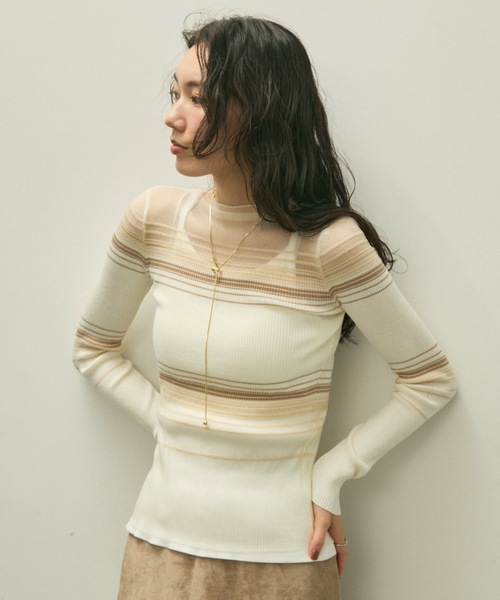 アパルトモン購入 Border Sheer Knit シアーボーダーニット ONCILY（オンシェリー）の「BORDER MESH SHEER KNIT / ボーダー