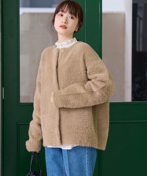 coen(コーエン)の「フェザーヤーンニットコーディガン(カーディガン/ボレロ・レディース・ライトグレー/ベージュ/ダークグレー・FREE)」の17枚目の写真