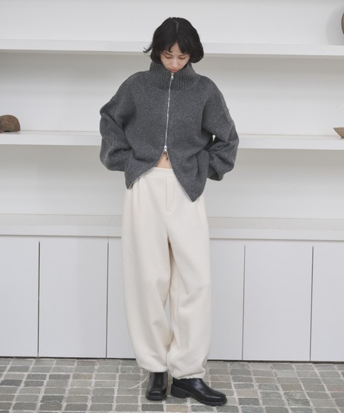 AIC.(エーアイシー)の「裏起毛ドローストリングイージーパンツ(スウェットパンツ・レディース・チャコールグレー/キナリ・FREE)」の10枚目の写真