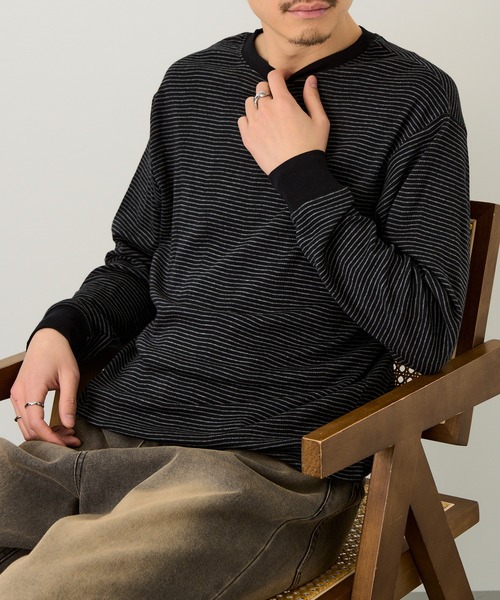 MILLER(ミラー)の「【Robert P. Miller】パネルリブ ロンT CASUAL FIT 142C(Tシャツ/カットソー・メンズ・ブラック/ホワイト/グレー/ブラック系その他2・LL/L/M)」の3枚目の写真