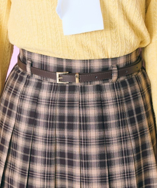 marun（マルン）の「＜大きいサイズ＞ベルト付プリーツショート丈スカート marun（スカート・レディース・グレー系/ブラウン系・L/LL/3L/4L/5L）」の19枚目の写真
