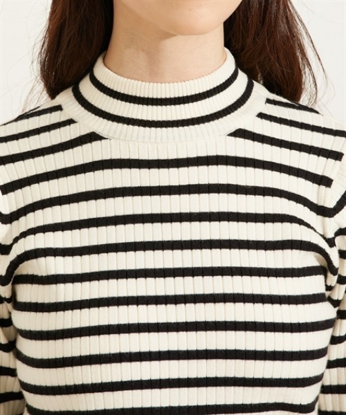 ボトルネックワイドリブボーダーニット（ニット/セーター）｜nissen