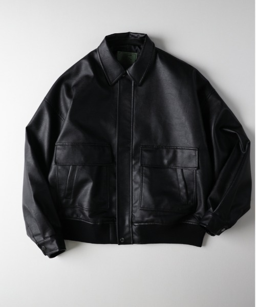 BACK NUMBER】合成皮革 MA-1 フライトジャケット (フェイクレザー / PU