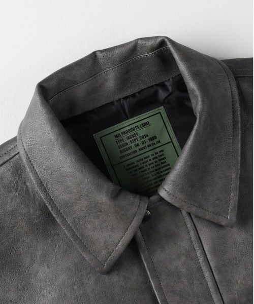 BACK NUMBER（バックナンバー）の「【BACK NUMBER】合成皮革 MA-1 フライトジャケット (フェイクレザー / PUレザー / ボンバージャケット / ミリタリースタイル)（ブルゾン・メンズ・ブラック/グレー・XL/L/M）」の10枚目の写真