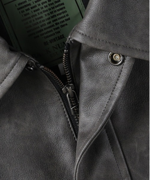 BACK NUMBER（バックナンバー）の「【BACK NUMBER】合成皮革 MA-1 フライトジャケット (フェイクレザー / PUレザー / ボンバージャケット / ミリタリースタイル)（ブルゾン・メンズ・ブラック/グレー・XL/L/M）」の11枚目の写真