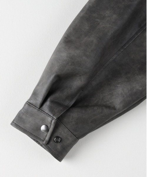 BACK NUMBER（バックナンバー）の「【BACK NUMBER】合成皮革 MA-1 フライトジャケット (フェイクレザー / PUレザー / ボンバージャケット / ミリタリースタイル)（ブルゾン・メンズ・ブラック/グレー・XL/L/M）」の13枚目の写真