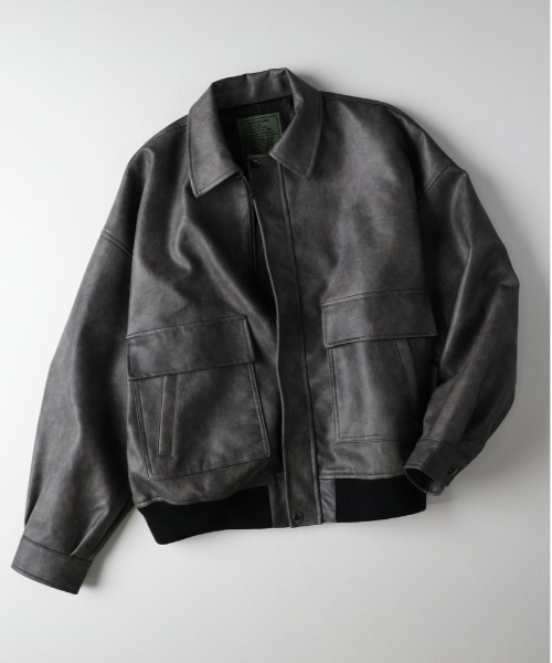 BACK NUMBER】合成皮革 MA-1 フライトジャケット (フェイクレザー / PU