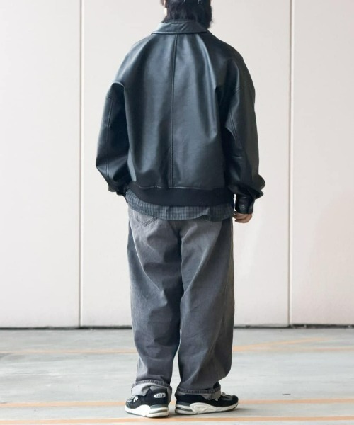 BACK NUMBER（バックナンバー）の「【BACK NUMBER】合成皮革 MA-1 フライトジャケット (フェイクレザー / PUレザー / ボンバージャケット / ミリタリースタイル)（ブルゾン・メンズ・ブラック/グレー・XL/L/M）」の17枚目の写真