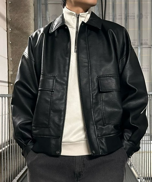 セール】【BACK NUMBER】合成皮革 MA-1 フライトジャケット (フェイク