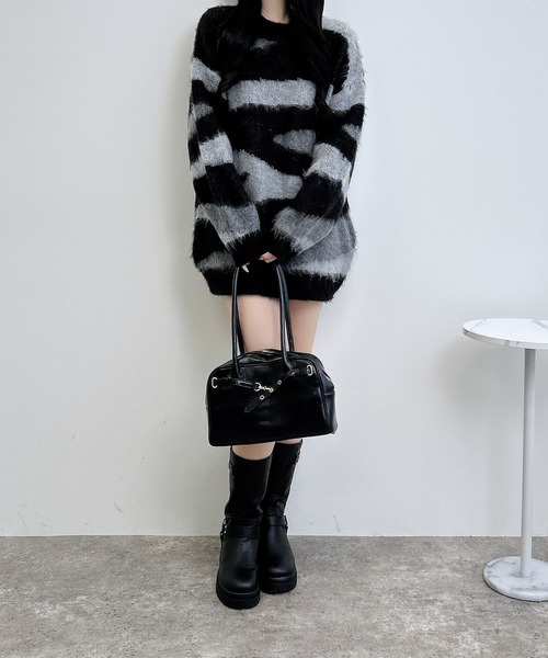 INGNI（イング）の「マーブル柄シャギーニット（ニット/セーター・レディース・ブラック×グレー/ブラウン系9/ネイビー系8・M）」の15枚目の写真