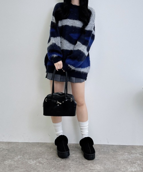 INGNI（イング）の「マーブル柄シャギーニット（ニット/セーター・レディース・ブラック×グレー/ブラウン系9/ネイビー系8・M）」の21枚目の写真