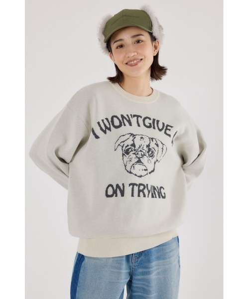 RODEO CROWNS WIDE BOWL（ロデオクラウンズワイドボウル）の「アニマルジャガードニットトップス（ニット/セーター・レディース・オフホワイト/パープル/マスタード/ブラック・MEDIUM/LARGE）」の2枚目の写真