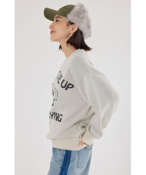 RODEO CROWNS WIDE BOWL（ロデオクラウンズワイドボウル）の「アニマルジャガードニットトップス（ニット/セーター・レディース・オフホワイト/パープル/マスタード/ブラック・MEDIUM/LARGE）」の6枚目の写真