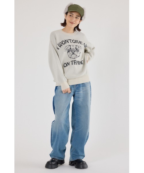 RODEO CROWNS WIDE BOWL（ロデオクラウンズワイドボウル）の「アニマルジャガードニットトップス（ニット/セーター・レディース・オフホワイト/パープル/マスタード/ブラック・MEDIUM/LARGE）」の9枚目の写真