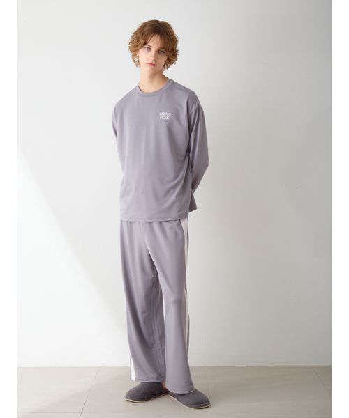 セール】【HOMME】インレイロゴラインロングパンツ（ルームウェア