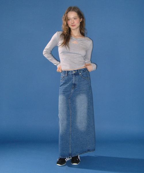 RONRON(ロンロン)の「KNOT RIBBON SLIT LONG SLEEVE GREY(Tシャツ/カットソー・レディース・グレー・FREE)」の5枚目の写真