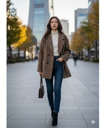 Day and Grade（デイアンドグレイド）の「【羽織るだけで旬顔】オーバーサイズ チェック柄 ダブルジャケット（ミドル丈）（テーラードジャケット）」