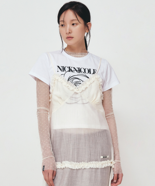 NICK&NICOLE(ニックアンドニコール)の「ROSE SIGNATURE CROP TOP_WHITE BLACK(Tシャツ/カットソー・レディース・その他・FREE)」の2枚目の写真