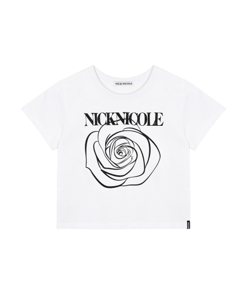NICK&NICOLE(ニックアンドニコール)の「ROSE SIGNATURE CROP TOP_WHITE BLACK(Tシャツ/カットソー・レディース・その他・FREE)」の4枚目の写真