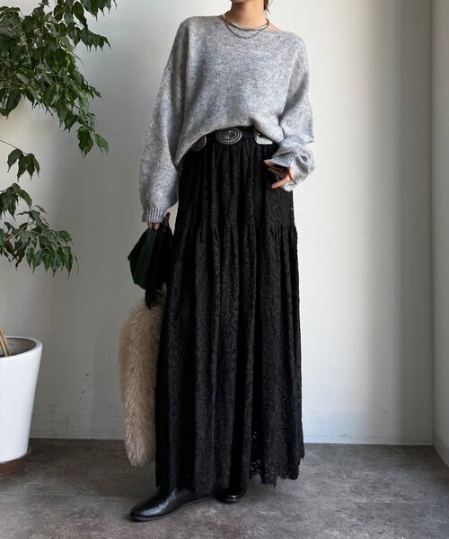 DouDou（ドゥドゥ）の「モヘヤメランジプルオーバー（ニット/セーター・レディース・ブラウン/ベージュ/グレー/イエロー・FREE）」の5枚目の写真