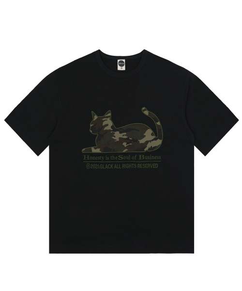 GLACK(グラック)の「GT199 アーネスティキャット カモ 半袖Tシャツ (ブラック)(Tシャツ/カットソー・レディース・その他・MEDIUM/LARGE/SMALL)」の1枚目の写真
