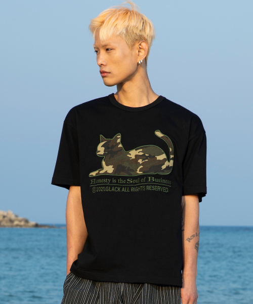 GLACK(グラック)の「GT199 アーネスティキャット カモ 半袖Tシャツ (ブラック)(Tシャツ/カットソー・レディース・その他・MEDIUM/LARGE/SMALL)」の7枚目の写真