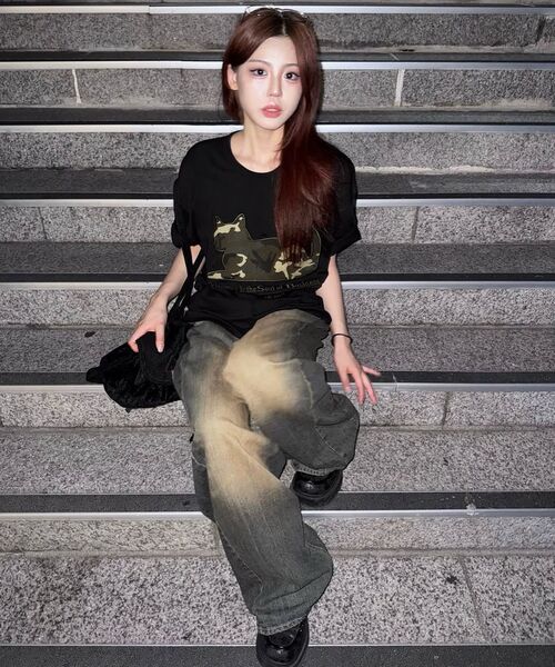 GLACK(グラック)の「GT199 アーネスティキャット カモ 半袖Tシャツ (ブラック)(Tシャツ/カットソー・レディース・その他・MEDIUM/LARGE/SMALL)」の9枚目の写真