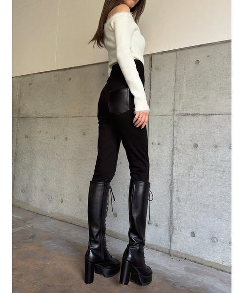 EGOIST（エゴイスト）の「Backクロスハイウエストスキニーパンツ（その他パンツ・レディース・ブラック・SS/S/M）」の8枚目の写真