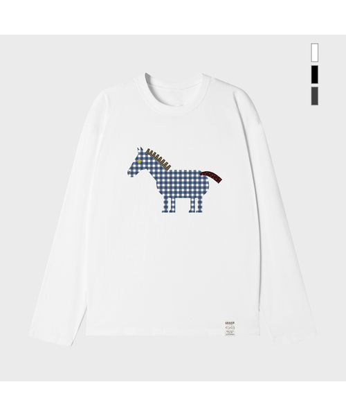 GRAVER（グレーバー）の「[ユニセックス]ペーパーポニー ロングスリーブTシャツ_4カラー（Tシャツ/カットソー・レディース・ブラック/ホワイト/チャコール/ホワイト×レッド・MEDIUM/LARGE）」の2枚目の写真