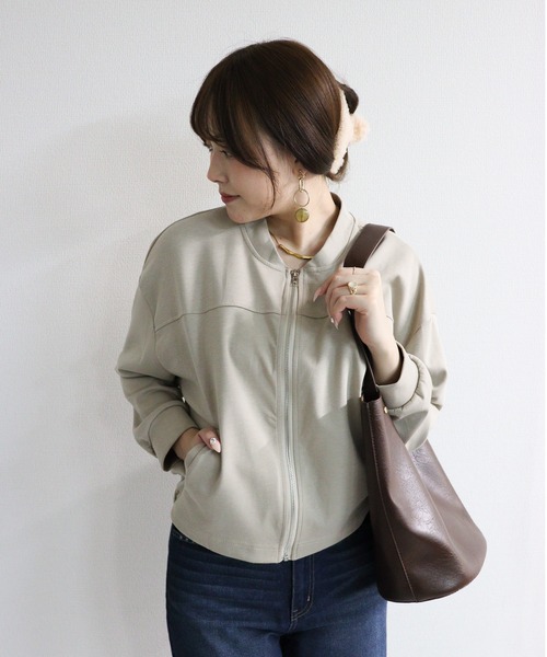 attiree(アティレー)の「カットソージップジャケットブルゾン(ブルゾン・レディース・ブラック/グレー/ベージュ/チャコールグレー・FREE)」の7枚目の写真