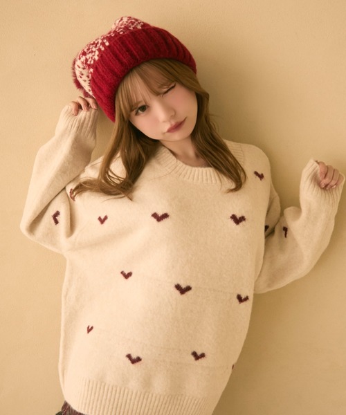セール】プチハート柄ニットプルオーバー（ニット/セーター