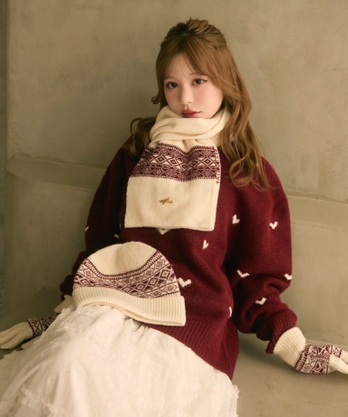 セール】プチハート柄ニットプルオーバー（ニット/セーター