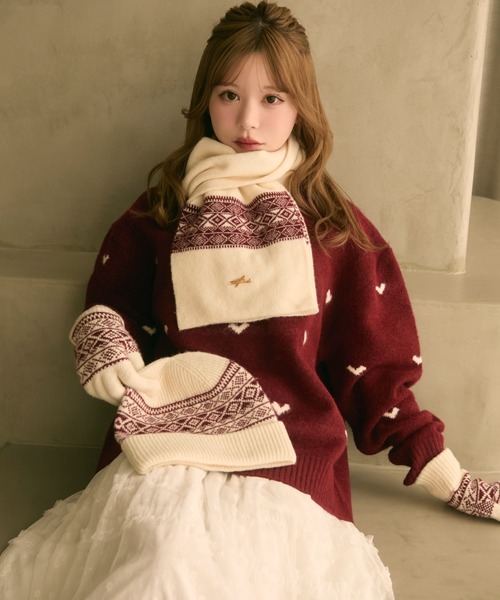 the toeアイボリー ハート刺繍 ニットセーター セール】プチハート柄ニットプルオーバー（ニット/セーター