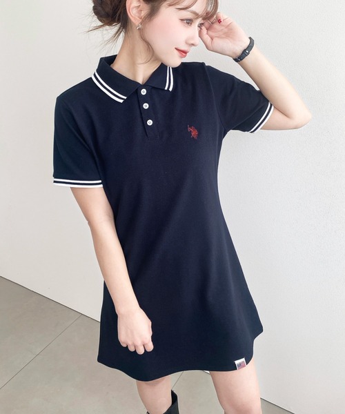 セール】moment＋別注【U.S.POLO ASSN.】ワンポイント刺繍配色ライン