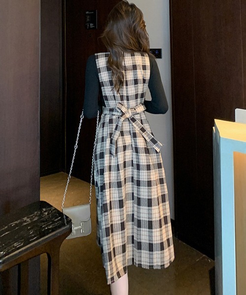 gossip!ロサンゼルス(ゴシップロサンゼルス)の「Y2K レトロ チェック柄 ワンピース(ワンピース・レディース・チェック・M/L)」の11枚目の写真