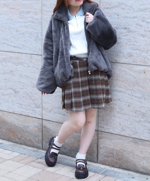 axes femme（アクシーズファム）の「ラビットライクファーコート（その他アウター・レディース・キナリ/チャコール/ピンク・FREE）」の9枚目の写真